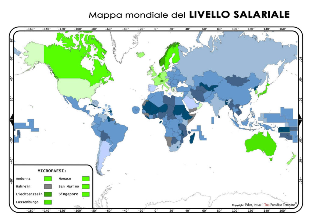 Mappa mondiale del LIVELLO SALARIALE